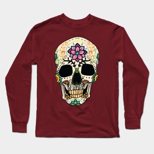 Sugar Skull with Flowers Long Sleeve T-Shirt